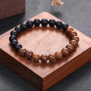 Sandalwood Froststone Bracelet Wood Beads Rosa Elastic