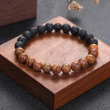 Sandalwood Froststone Bracelet Wood Beads Rosa Elastic
