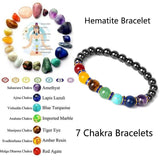 7 Chakra Yoga Bracelet Healing Hematite Stone Jewelry Balance Gift