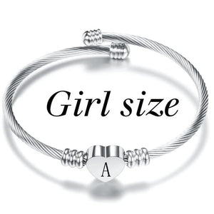 Kids Initial Alphabet Letter Bracelet Stainless Steel Children Jewelry