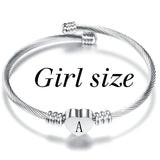 Kids Initial Alphabet Letter Bracelet Stainless Steel Children Jewelry