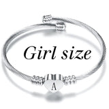 Kids Initial Alphabet Letter Bracelet Stainless Steel Children Jewelry
