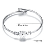 Kids Initial Alphabet Letter Bracelet Stainless Steel Children Jewelry
