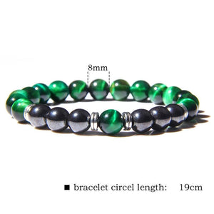 Tiger Eye Hematite Magnetic Beaded Bracelet Men Women Gray Stone Jewelry