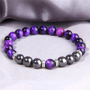 Tiger Eye Hematite Magnetic Beaded Bracelet Men Women Gray Stone Jewelry