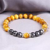 Tiger Eye Hematite Magnetic Beaded Bracelet Men Women Gray Stone Jewelry
