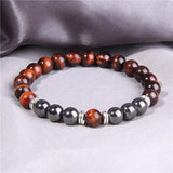 Tiger Eye Hematite Magnetic Beaded Bracelet Men Women Gray Stone Jewelry