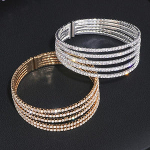Clear Rhinestone Bangle Bracelet Crystal Bangles Wedding Bridal WX209