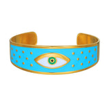 18K Stainless Steel Evil Eye Charm Bangle Bracelet