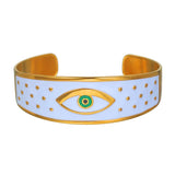 18K Stainless Steel Evil Eye Charm Bangle Bracelet
