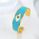 18K Stainless Steel Evil Eye Charm Bangle Bracelet
