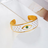 18K Stainless Steel Evil Eye Charm Bangle Bracelet