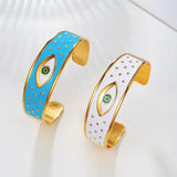 18K Stainless Steel Evil Eye Charm Bangle Bracelet