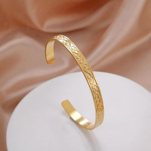 Skyrim Vintage Flower Cuff Bracelet Stainless Steel Open Bangle