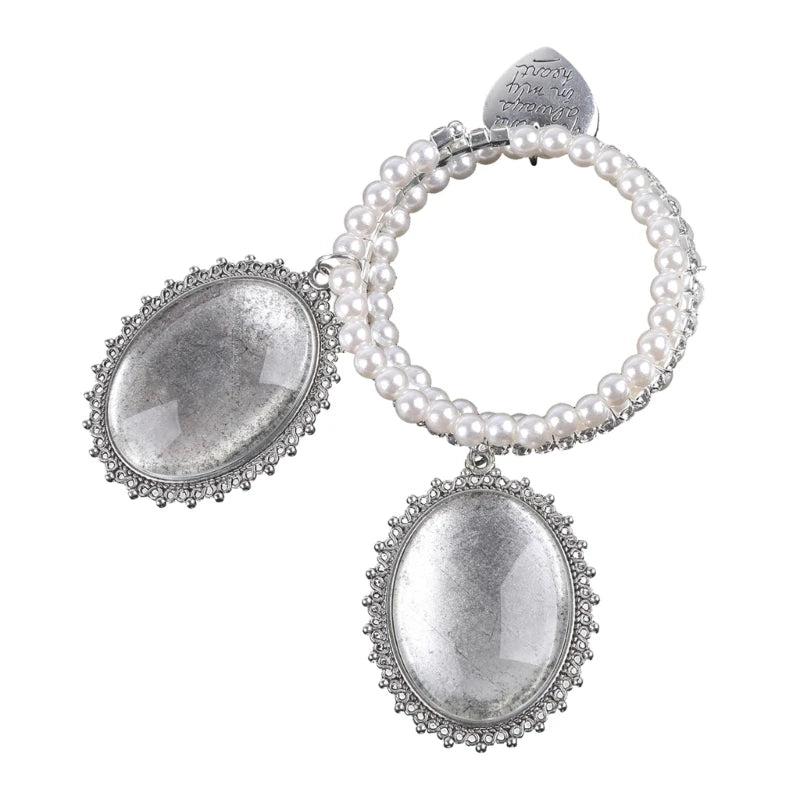 Photo Memorial Bracelet Lace Oval Bouquet Pendant Wedding Memories Bridal Shower