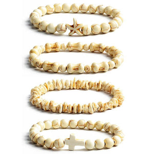 Bohemian Yellow Turquoises Bracelets Cross Cylinder Irregular Bead Couple