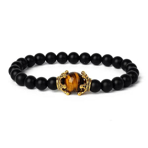 Tiger Eye Lion Head Crown Bracelet Men High Nature Stone Bracelets Jewelry