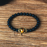 Tiger Eye Lion Head Crown Bracelet Men High Nature Stone Bracelets Jewelry