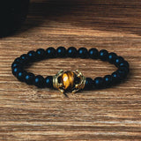 Tiger Eye Lion Head Crown Bracelet Men High Nature Stone Bracelets Jewelry