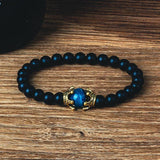 Tiger Eye Lion Head Crown Bracelet Men High Nature Stone Bracelets Jewelry
