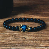 Tiger Eye Lion Head Crown Bracelet Men High Nature Stone Bracelets Jewelry