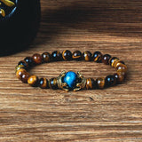 Tiger Eye Lion Head Crown Bracelet Men High Nature Stone Bracelets Jewelry