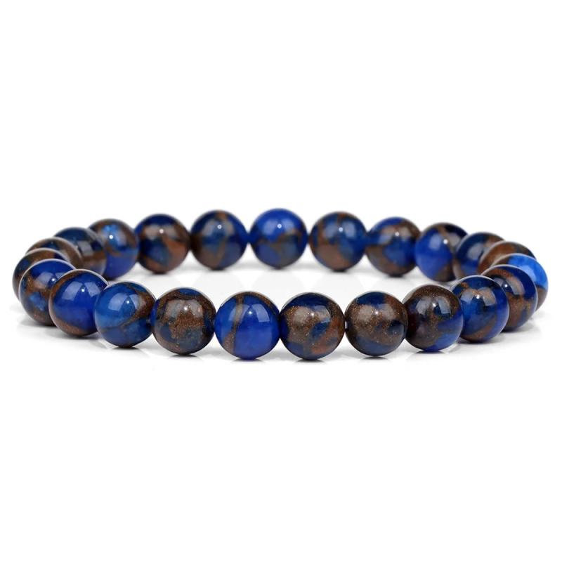 8MM Beaded Elastic Rope Bracelet Malachite Agates Natural Stone