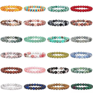 8MM Beaded Elastic Rope Bracelet Malachite Agates Natural Stone