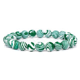 8MM Beaded Elastic Rope Bracelet Malachite Agates Natural Stone