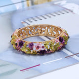 Enamel Flower Bangles Vintage Floral Bracelets Red Purple Rose