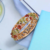 Enamel Flower Bangles Vintage Floral Bracelets Red Purple Rose