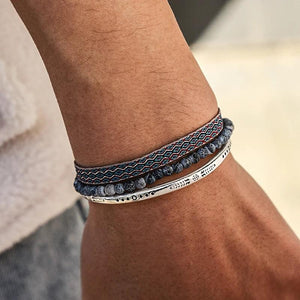 3Pcs Tibetan Lucky Knot Rope Bracelet with Agate Beads