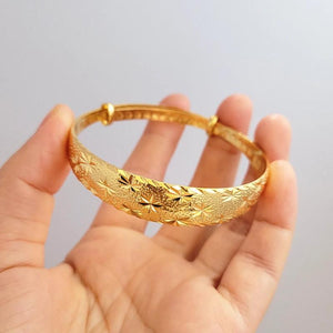 12mm Wide Yellow Plated Cuff Bangle Bracelet for Women