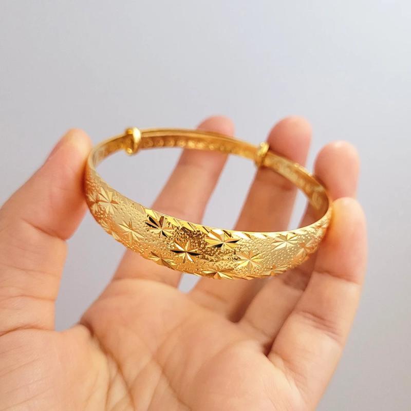 12mm Wide Yellow Plated Cuff Bangle Bracelet for Women