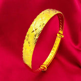12mm Wide Yellow Plated Cuff Bangle Bracelet for Women