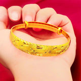 12mm Wide Yellow Plated Cuff Bangle Bracelet for Women