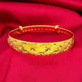 12mm Wide Yellow Plated Cuff Bangle Bracelet for Women