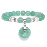 Green Stone Donuts Pendant Bracelet w/ Freshwater Pearl Charm