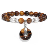 Green Stone Donuts Pendant Bracelet w/ Freshwater Pearl Charm