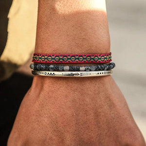 Tibetan Buddha Rope Chain Natural Stone Beaded Bracelet Set