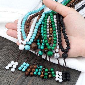6MM Multilayer Bracelet 108 Beads Natural Stone Necklace