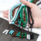 6MM Multilayer Bracelet 108 Beads Natural Stone Necklace