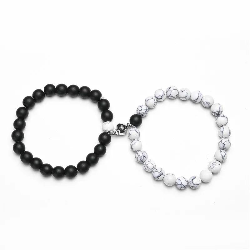 2Pcs Couple Magnetic Bracelets Natural Stone Matching Braslet For Valentine
