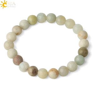 CSJA 8mm Natural Stones Strand Bracelet Single Round Beaded Healing Jewelry G432