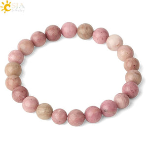 CSJA 8mm Natural Stones Strand Bracelet Single Round Beaded Healing Jewelry G432