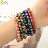 CSJA 8mm Natural Stones Strand Bracelet Single Round Beaded Healing Jewelry G432