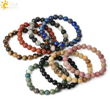 CSJA 8mm Natural Stones Strand Bracelet Single Round Beaded Healing Jewelry G432