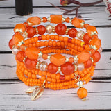 Bohemian Crystal Beads Charm Bracelet for Women Elastic Rope Wrap