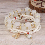 Bohemian Crystal Beads Charm Bracelet for Women Elastic Rope Wrap