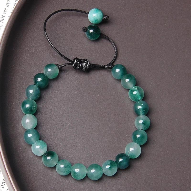 Green African Stone Braided Bracelet Adjustable Rope Bracelets